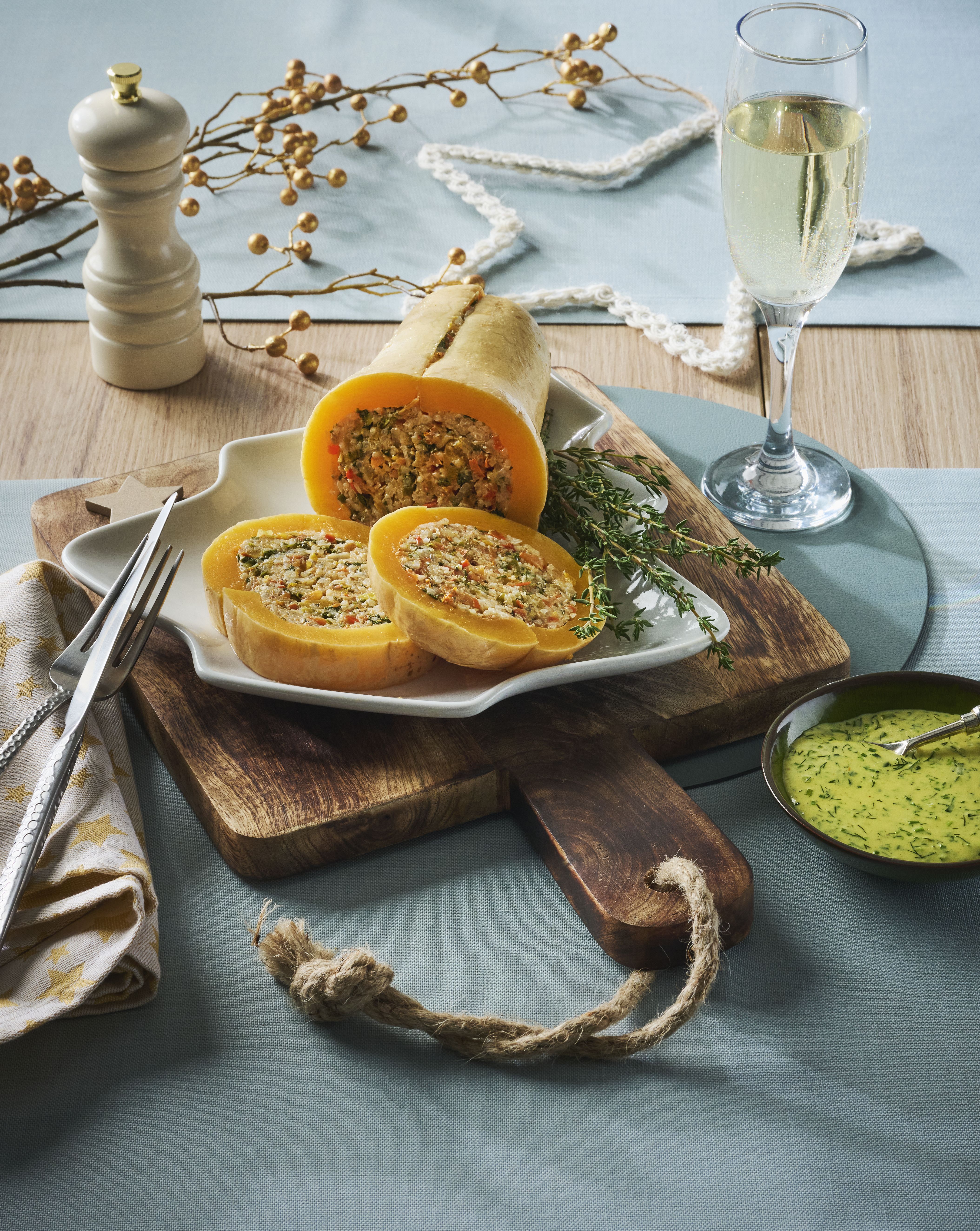 Gevulde pompoen uit de oven